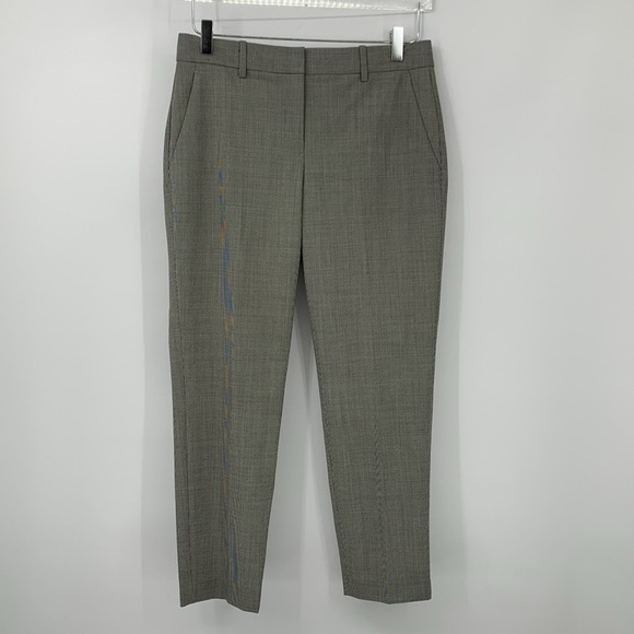 Theory Treeca 2 flat front slim pants ankle cropped black white Houndstooth 2 - Picture 1 of 6